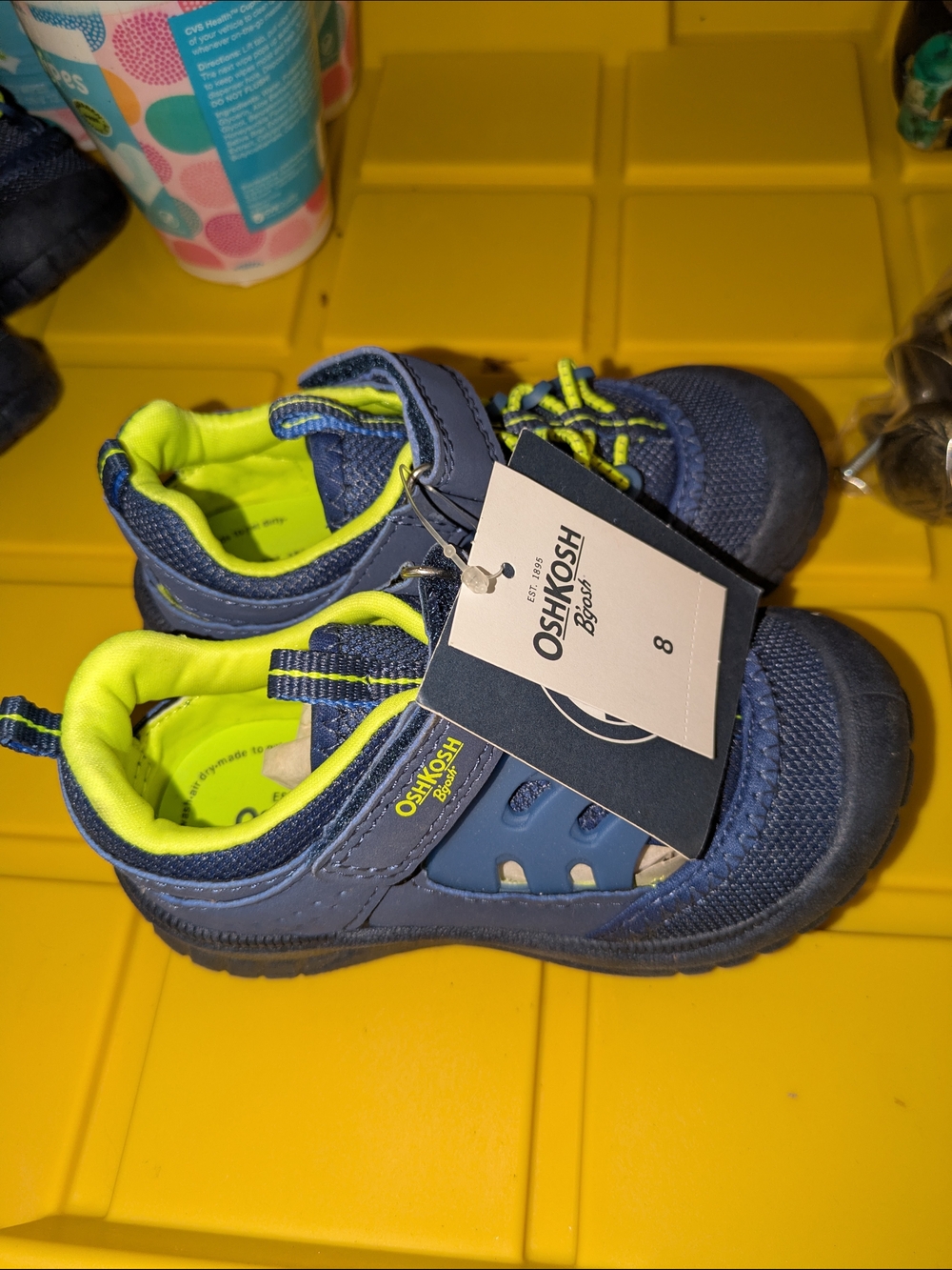 OshKosh B'gosh Navy and Neon Green Water Shoes